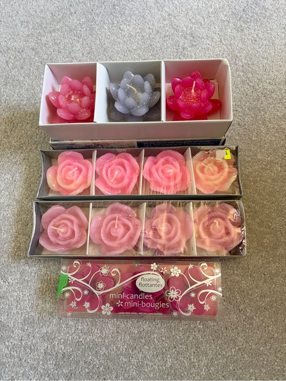 🔥🆕🔥 Floral Floating Candle Bundle - Set of 4 Boxes (Lotus & Roses)